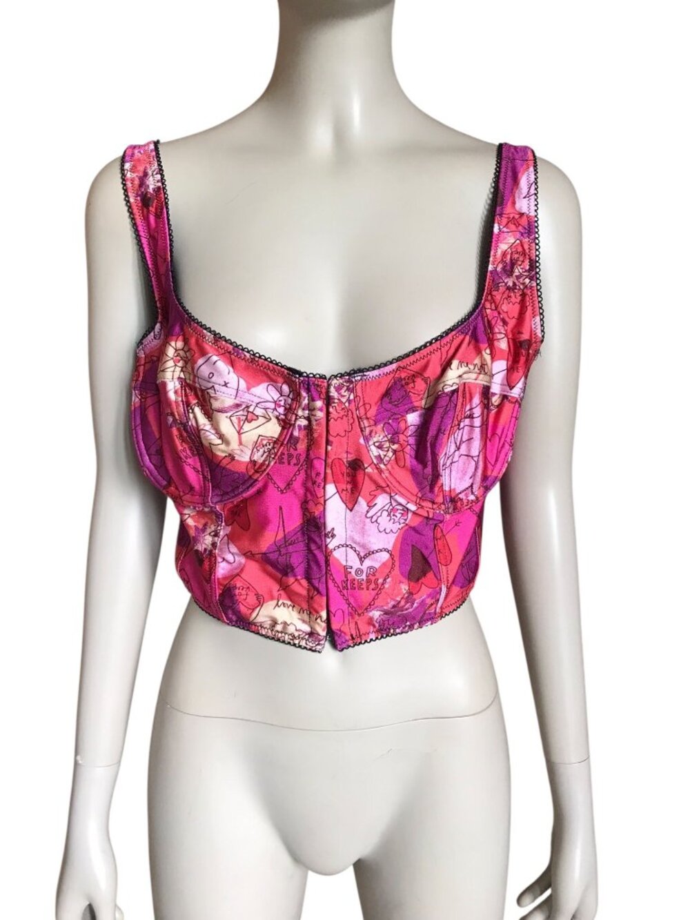 UO Out From Under Pink, Purple and Black Crop Top - Picture 2 of 5